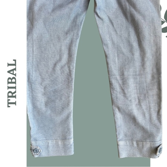 Tribal Women’s Stretch Pull On Capri Pant Washed Denim Look Front Rear Pockets - Picture 6 of 6